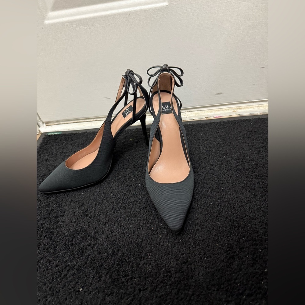 Women’s Zac Posen Black Stiletto HighHeels Bow 8.5 Wedding Guest Party Holiday - Picture 3 of 6